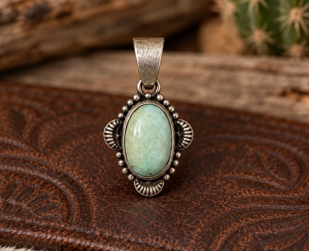 Palomino Turquoise Oblong Pendant in Sterling Silver – Fits Up to 6mm